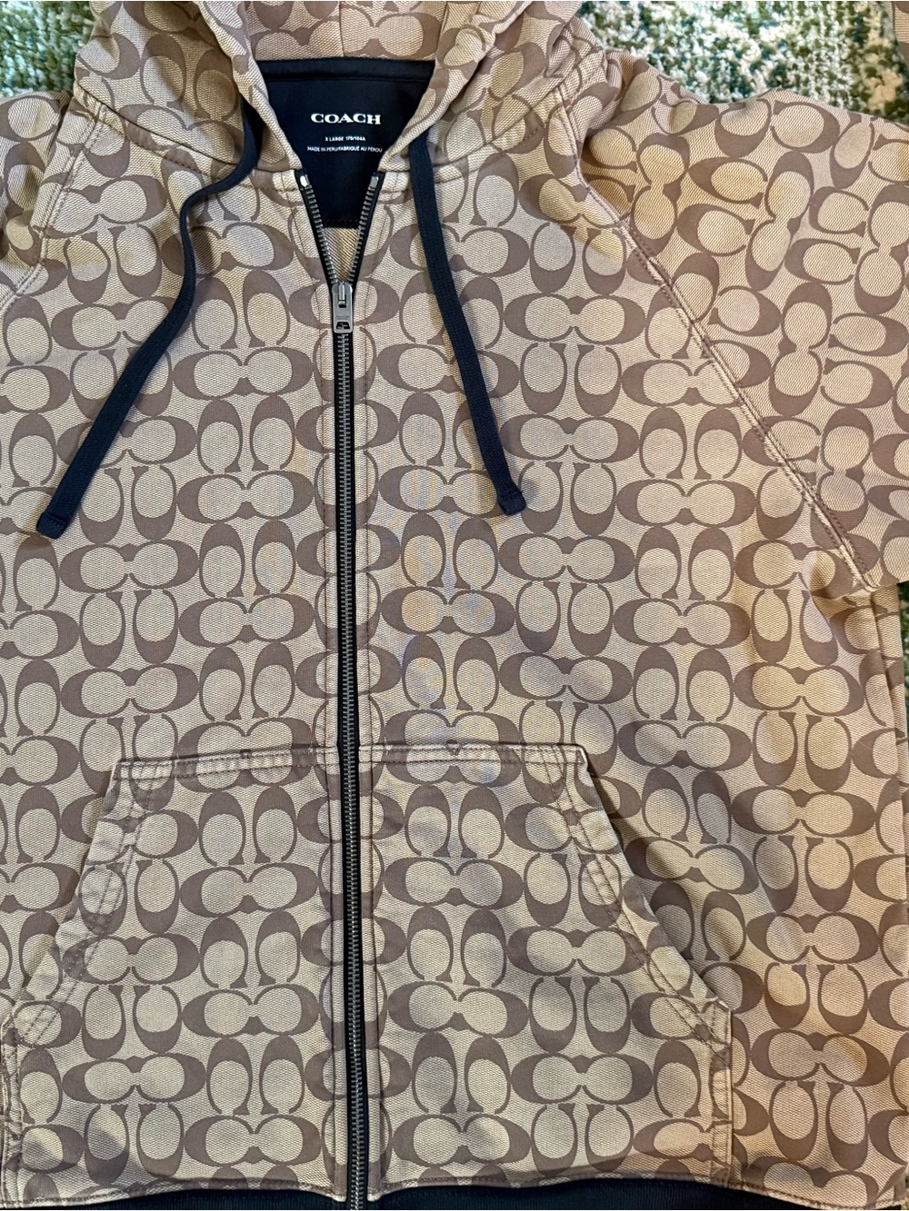 Coach Brown Khaki Signature Zip Hoodie - Picture 2 of 5